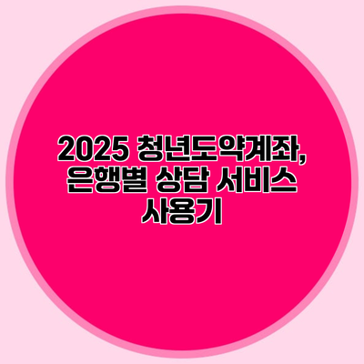 2025 청년도약계좌, 은행별 상담 서비스 사용기