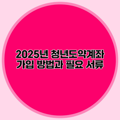 2025년 청년도약계좌 가입 방법과 필요 서류