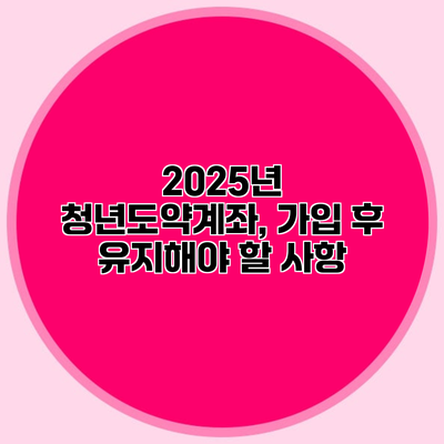 2025년 청년도약계좌, 가입 후 유지해야 할 사항