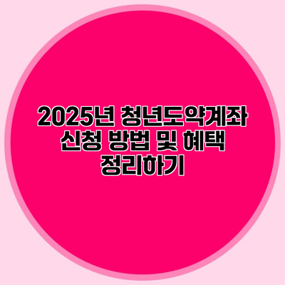 2025년 청년도약계좌 신청 방법 및 혜택 정리하기