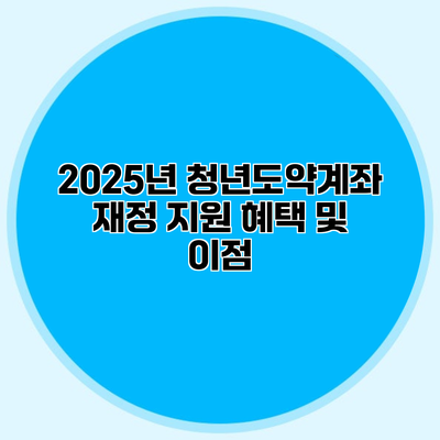 2025년 청년도약계좌 재정 지원 혜택 및 이점