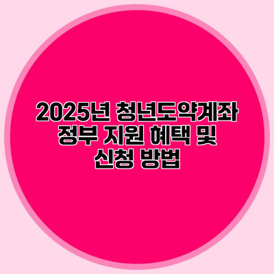 2025년 청년도약계좌 정부 지원 혜택 및 신청 방법