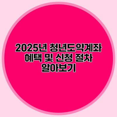 2025년 청년도약계좌 혜택 및 신청 절차 알아보기