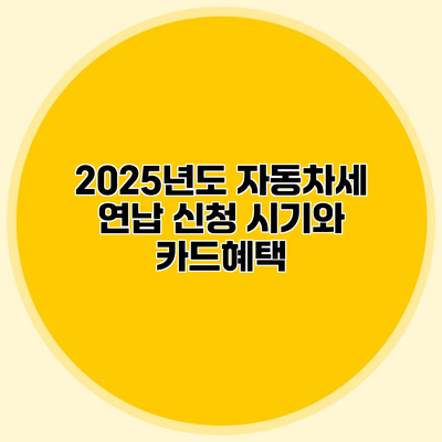 2025년도 자동차세 연납 신청 시기와 카드혜택
