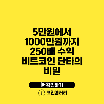 5만원에서 1000만원까지: 250배 수익 비트코인 단타의 비밀