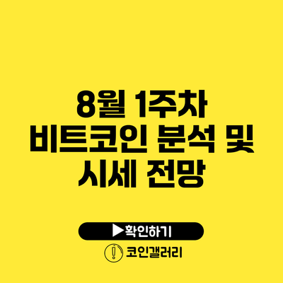 8월 1주차 비트코인 분석 및 시세 전망