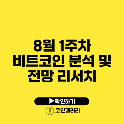 8월 1주차 비트코인 분석 및 전망 리서치