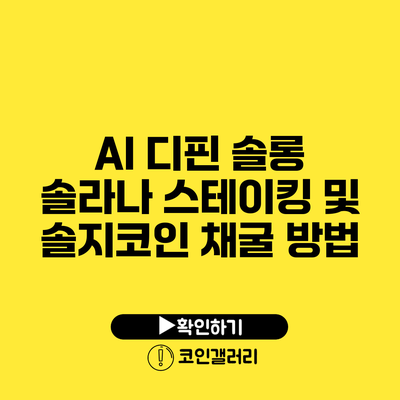 AI 디핀 솔롱: 솔라나 스테이킹 및 솔지코인 채굴 방법