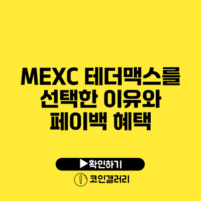 MEXC 테더맥스를 선택한 이유와 페이백 혜택