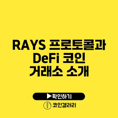RAYS 프로토콜과 DeFi 코인 거래소 소개