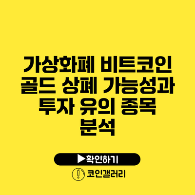 가상화폐 비트코인 골드 상폐 가능성과 투자 유의 종목 분석