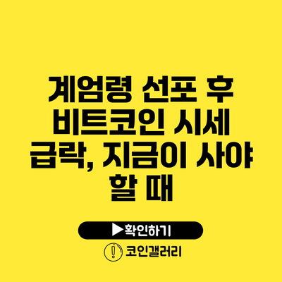 계엄령 선포 후 비트코인 시세 급락, 지금이 사야 할 때?