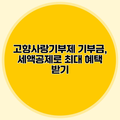 고향사랑기부제 기부금, 세액공제로 최대 혜택 받기