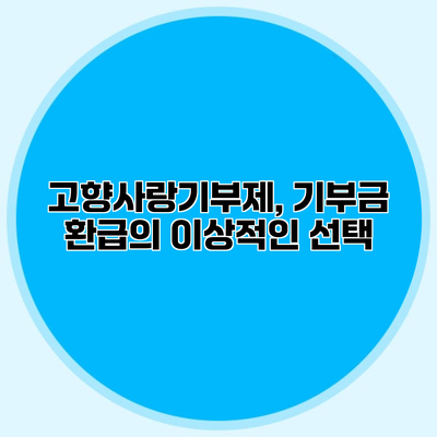 고향사랑기부제, 기부금 환급의 이상적인 선택