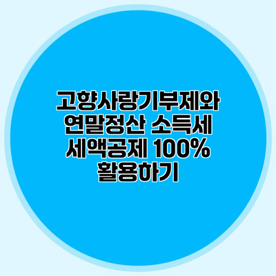 고향사랑기부제와 연말정산 소득세 세액공제 100% 활용하기