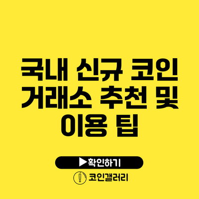 국내 신규 코인 거래소 추천 및 이용 팁