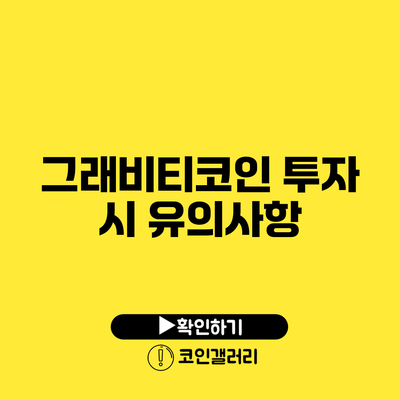 그래비티코인 투자 시 유의사항