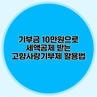 기부금 10만원으로 세액공제 받는 고향사랑기부제 활용법