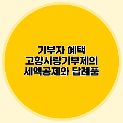 기부자 혜택 고향사랑기부제의 세액공제와 답례품