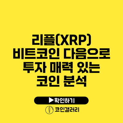 리플(XRP): 비트코인 다음으로 투자 매력 있는 코인 분석
