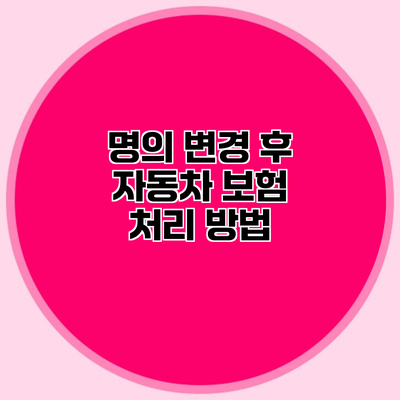 명의 변경 후 자동차 보험 처리 방법