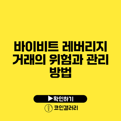 바이비트 레버리지 거래의 위험과 관리 방법