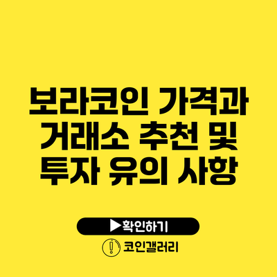 보라코인 가격과 거래소 추천 및 투자 유의 사항