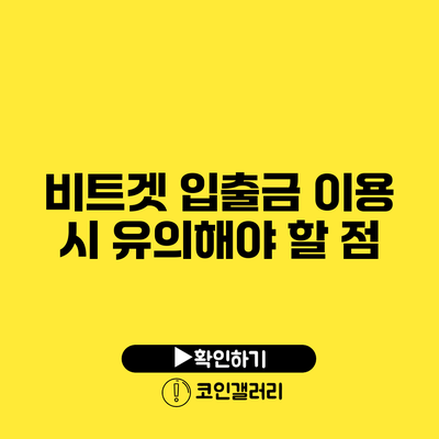 비트겟 입출금 이용 시 유의해야 할 점