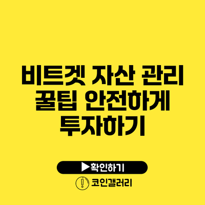 비트겟 자산 관리 꿀팁: 안전하게 투자하기