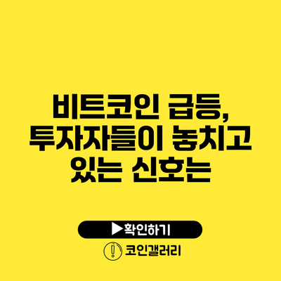 비트코인 급등, 투자자들이 놓치고 있는 신호는?