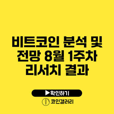 비트코인 분석 및 전망: 8월 1주차 리서치 결과