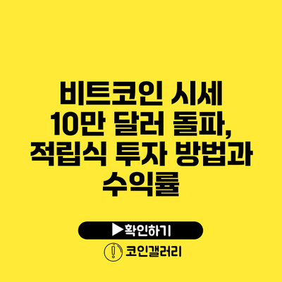 비트코인 시세 10만 달러 돌파, 적립식 투자 방법과 수익률