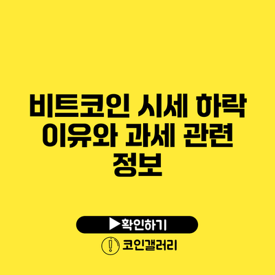 비트코인 시세 하락 이유와 과세 관련 정보