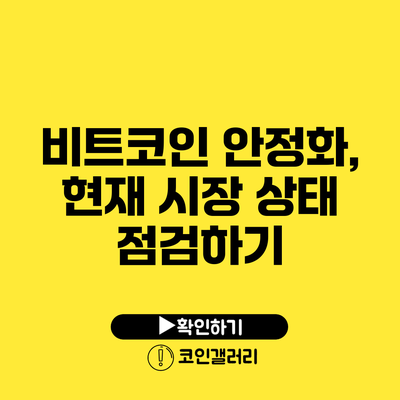 비트코인 안정화, 현재 시장 상태 점검하기