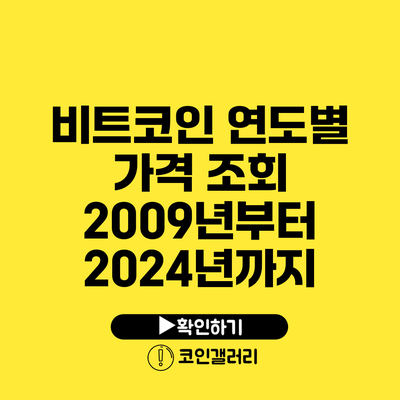 비트코인 연도별 가격 조회: 2009년부터 2024년까지