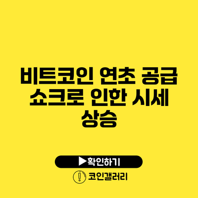 비트코인 연초 공급 쇼크로 인한 시세 상승