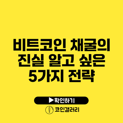 비트코인 채굴의 진실: 알고 싶은 5가지 전략