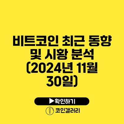 비트코인 최근 동향 및 시황 분석 (2024년 11월 30일)