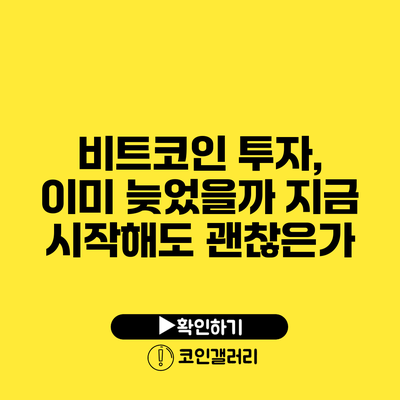 비트코인 투자, 이미 늦었을까? 지금 시작해도 괜찮은가?