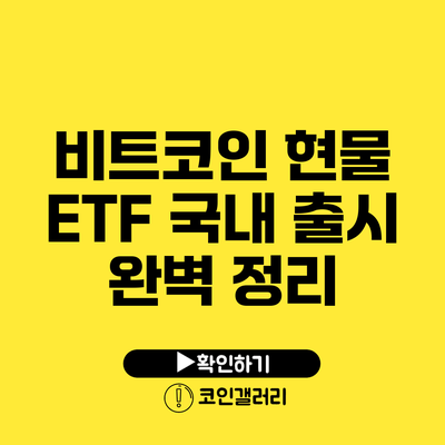 비트코인 현물 ETF: 국내 출시 완벽 정리