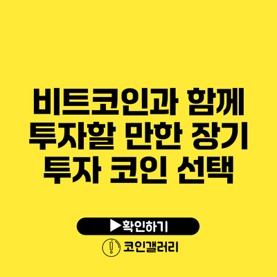 비트코인과 함께 투자할 만한 장기 투자 코인 선택