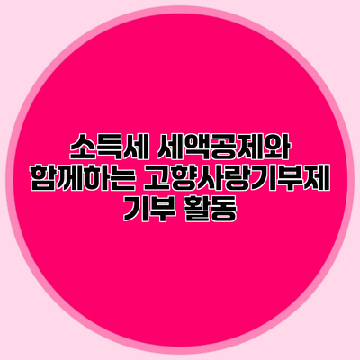 소득세 세액공제와 함께하는 고향사랑기부제 기부 활동