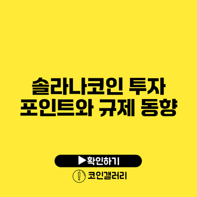 솔라나코인 투자 포인트와 규제 동향
