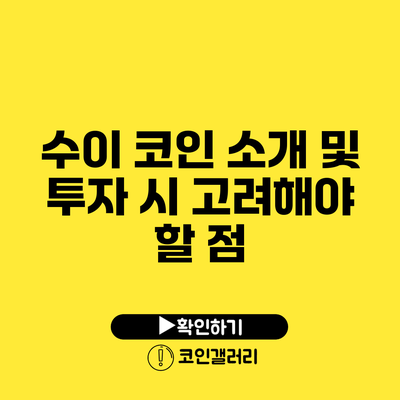 수이 코인 소개 및 투자 시 고려해야 할 점
