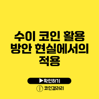 수이 코인 활용 방안: 현실에서의 적용