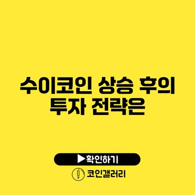 수이코인 상승 후의 투자 전략은?