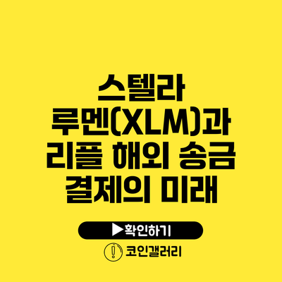 스텔라 루멘(XLM)과 리플: 해외 송금 결제의 미래
