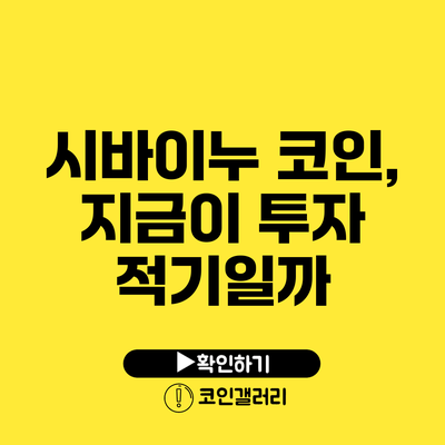 시바이누 코인, 지금이 투자 적기일까?