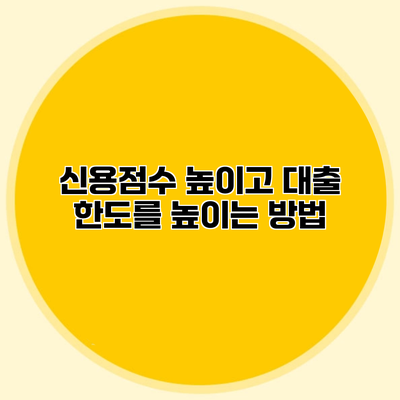 신용점수 높이고 대출 한도를 높이는 방법