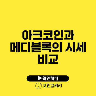 아크코인과 메디블록의 시세 비교